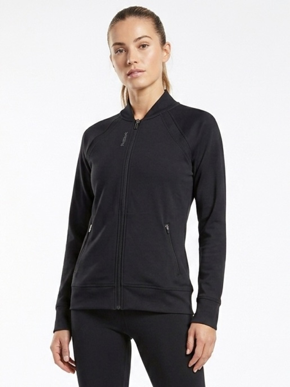 REEBOK Black Bomber Sport Jacket XS Extra Small EUC $60